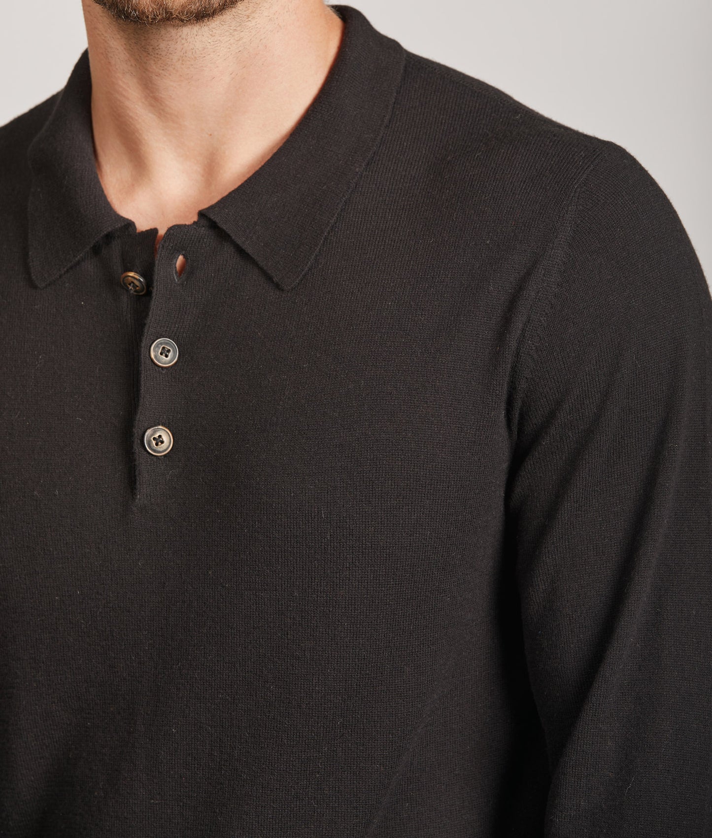 Polo Shirt in Vicuña Black – Maison Andes